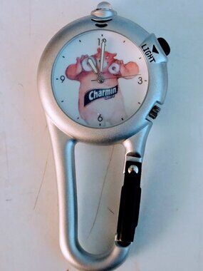 Vintage Procter & Gamble Commemorative Charmin Bear Carabiner Watch 3"